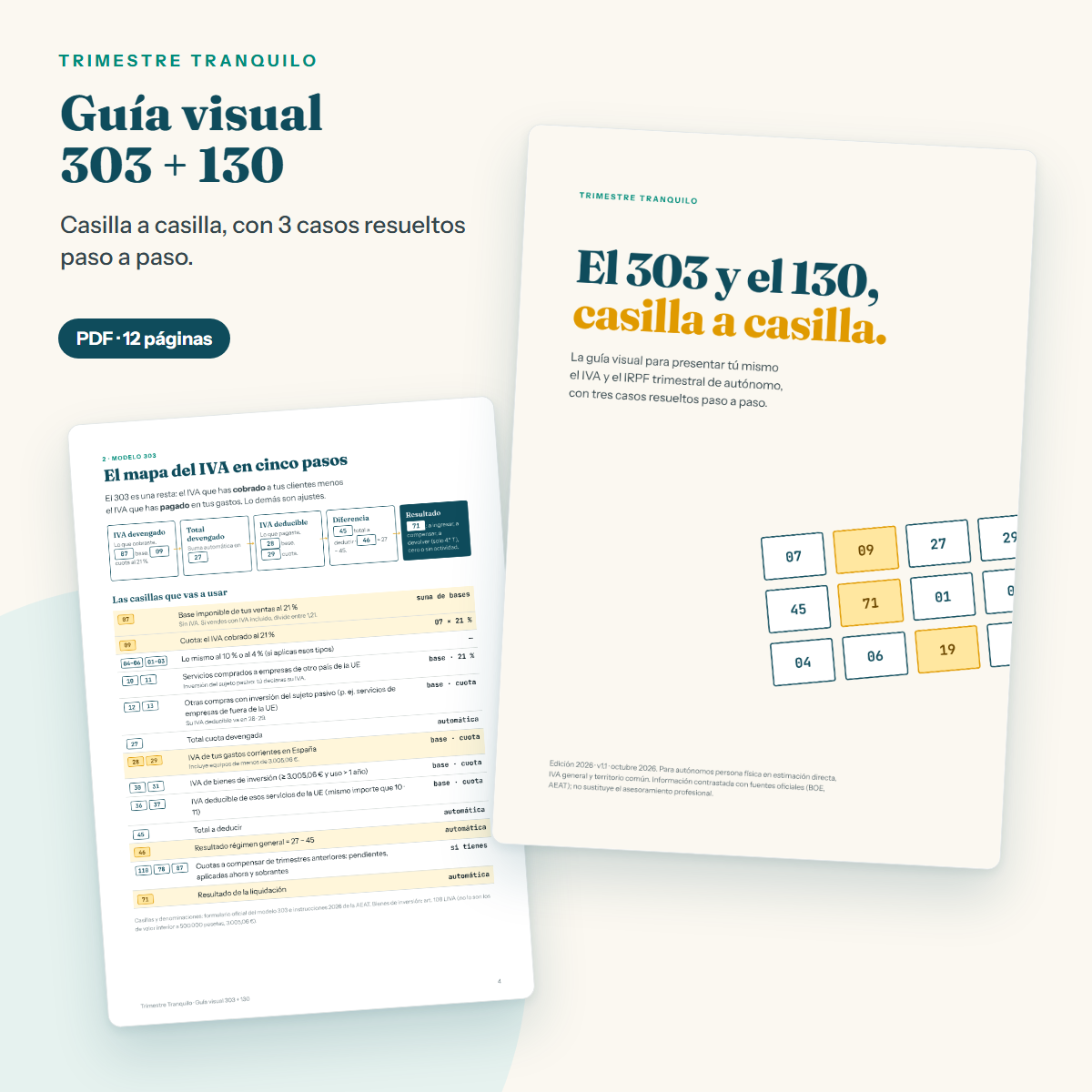 Guía visual 303 + 130: portada y páginas interiores con casos resueltos